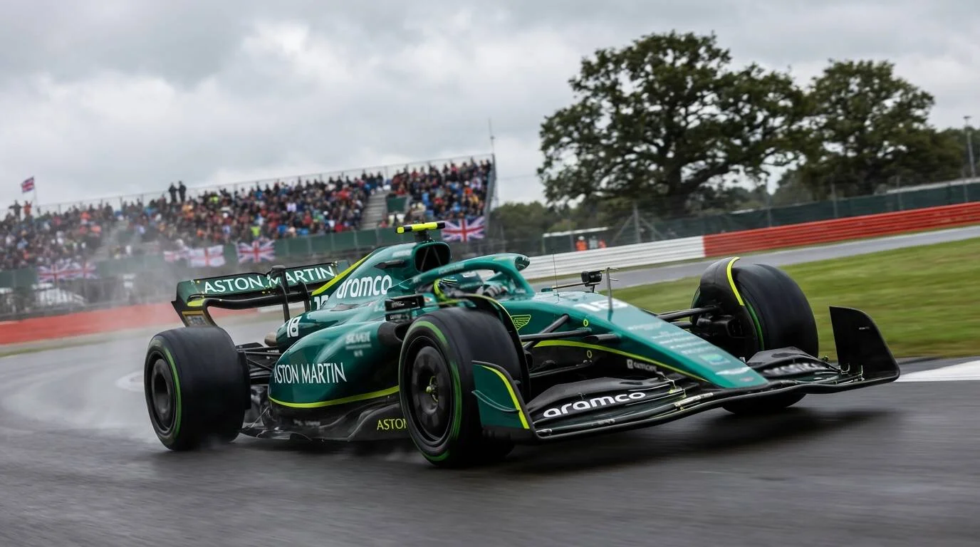 Aston Martin F1-bolide in British Racing Green