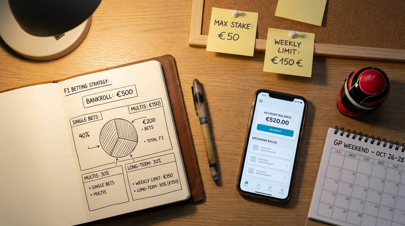 Bankroll management concept met F1 wedden elementen
