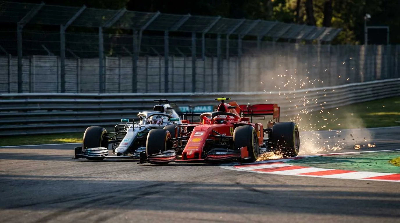 Twee F1-coureurs zij aan zij in gevecht om positie