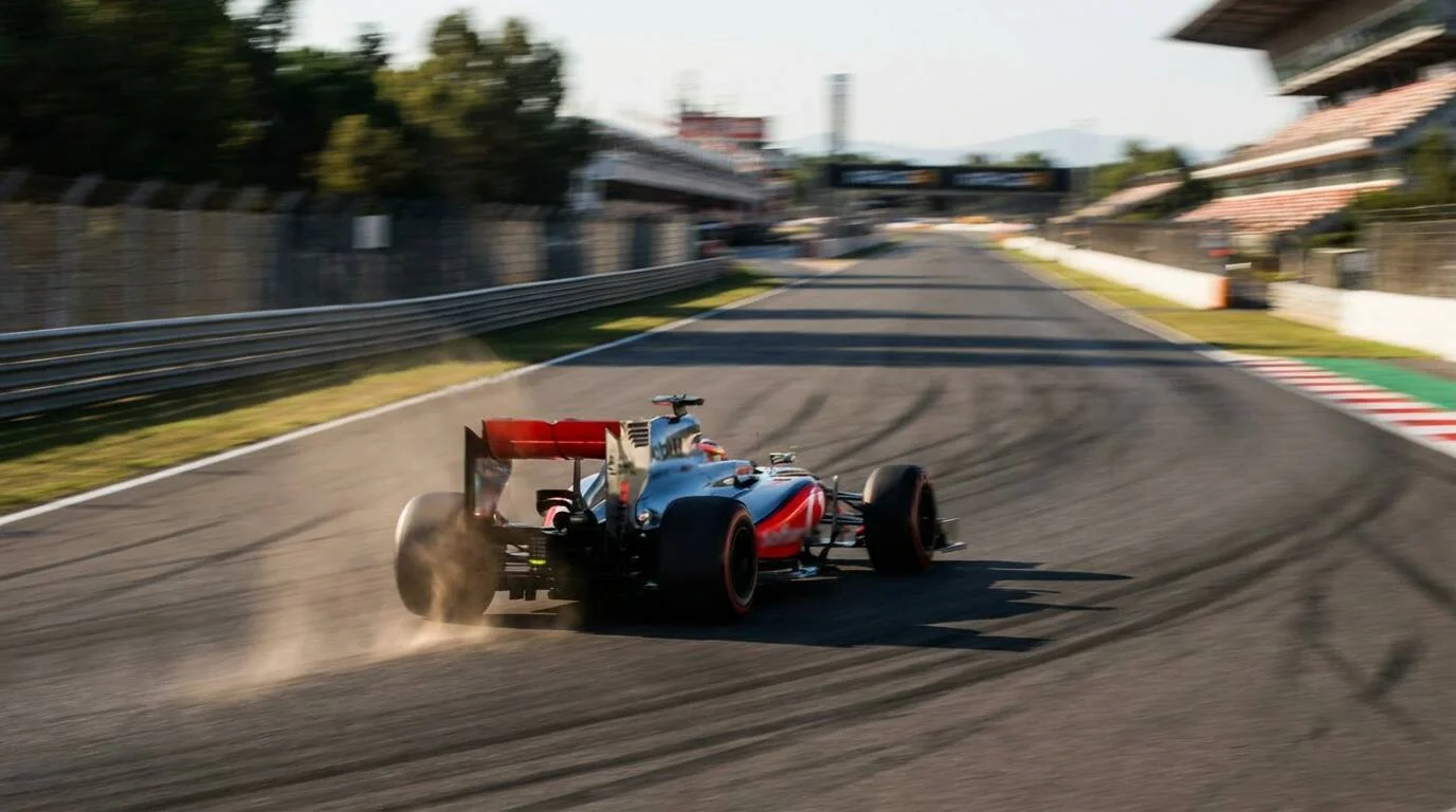F1-bolide op topsnelheid tijdens snelste ronde poging