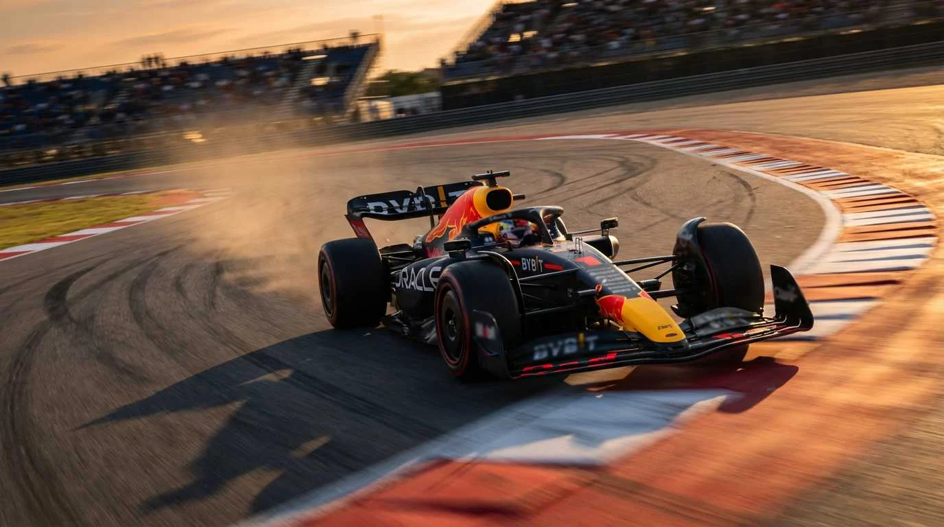 Max Verstappen in zijn Red Bull F1-bolide tijdens een Grand Prix